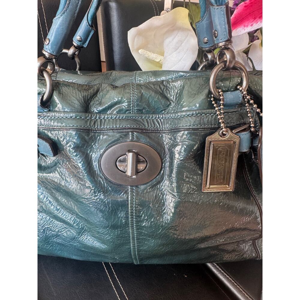 COACH FLAGSHIP Patent Leather ELLA 16394 TEAL (30000 - Picture 3 of 13